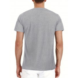 Plus Size Mens Slim Fit Crew Neck Color Block Casual T-Shirt - Soft Slight Stretch Polyester Fabric, Machine Washable, Vintage Style for All Seasons