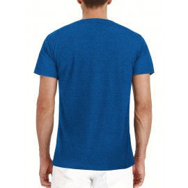 Plus Size Mens Slim Fit Crew Neck Color Block Casual T-Shirt - Soft Slight Stretch Polyester Fabric, Machine Washable, Vintage Style for All Seasons