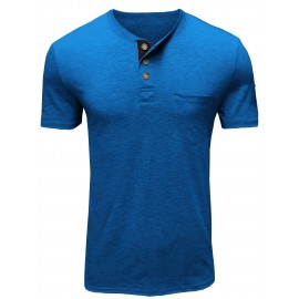 Plus Size Mens Slim Fit Crew Neck Color Block Casual T-Shirt - Soft Slight Stretch Polyester Fabric, Machine Washable, Vintage Style for All Seasons