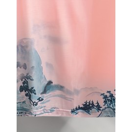 Plus Size Artistic Graphic Tee - Vibrant Landscape Painting Pattern Design, Fashionable Creative Streetwear Style, Ultra-Comfy Chic Casual Wear for Everyday - Mens Fashion T-shirt for Larger Fit