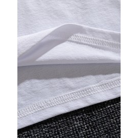 Plus Size Mens Fashion-Forward Letter Pattern T-Shirt - breathable, Summer Outdoor Wear - Perfect Gift for Trendsetting Gentlemen