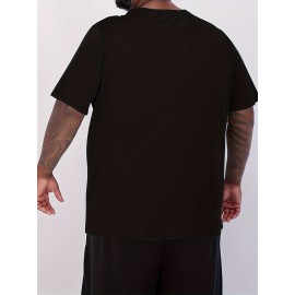 Plus Size Mens Slim Fit Short Sleeve Crew Neck T-Shirts - Soft Slight Stretch Polyester Fabric, Elegant and Mature Solid Color Design, Machine Washable, Perfect for Exercise and Summer Wear