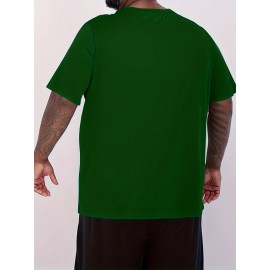 Plus Size Mens Slim Fit Short Sleeve Crew Neck T-Shirts - Soft Slight Stretch Polyester Fabric, Elegant and Mature Solid Color Design, Machine Washable, Perfect for Exercise and Summer Wear