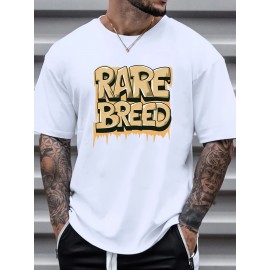 Plus Size 'Rare Breed' Casual Tee for Men - Comfortable, Stretchy, All-Season Crew Neck Top, Easy-Care