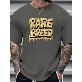 Plus Size 'Rare Breed' Casual Tee for Men - Comfortable, Stretchy, All-Season Crew Neck Top, Easy-Care