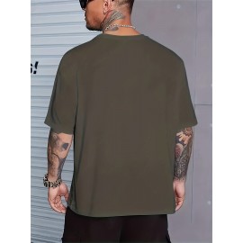 Plus Size 'Rare Breed' Casual Tee for Men - Comfortable, Stretchy, All-Season Crew Neck Top, Easy-Care