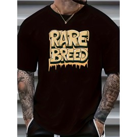 Plus Size 'Rare Breed' Casual Tee for Men - Comfortable, Stretchy, All-Season Crew Neck Top, Easy-Care
