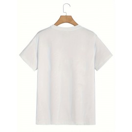 Plus Size Relaxed Fit Graphic T-Shirt for Men - Vibrant 'WHATEVER' Pattern Print, Short Sleeve, Breathable, Moisture-Wicking Fabric, Perfect for Outdoor Sports and Spring/Summer Casual Wear