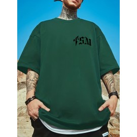 Summer Plus Size Men's Creative Letters Graphic Print T-shirt, Fashion Casual Short-sleeve Sports Tees, Men Clothing