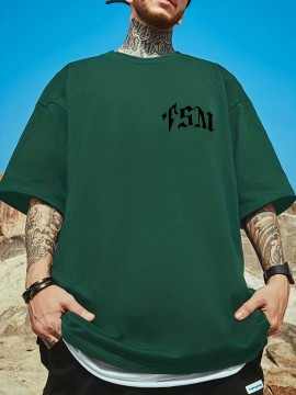 Summer Plus Size Men's Creative Letters Graphic Print T-shirt, Fashion Casual Short-sleeve Sports Tees, Men Clothing