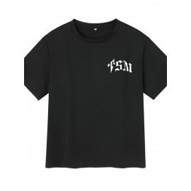 Summer Plus Size Men's Creative Letters Graphic Print T-shirt, Fashion Casual Short-sleeve Sports Tees, Men Clothing