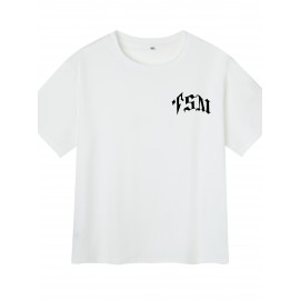 Summer Plus Size Men's Creative Letters Graphic Print T-shirt, Fashion Casual Short-sleeve Sports Tees, Men Clothing
