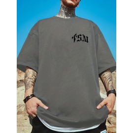 Summer Plus Size Men's Creative Letters Graphic Print T-shirt, Fashion Casual Short-sleeve Sports Tees, Men Clothing