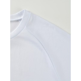 Plus Size Mens Ultra-Breathable, Quick-Drying Crew Neck T-Shirt for Sports - Moisture-Wicking, Medium Stretch, Regular Fit, Polyester Fabric - Perfect for Spring and Fall Seasons