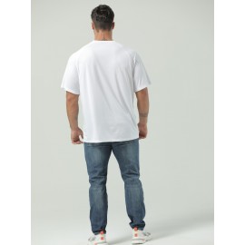 Plus Size Mens Ultra-Breathable, Quick-Drying Crew Neck T-Shirt for Sports - Moisture-Wicking, Medium Stretch, Regular Fit, Polyester Fabric - Perfect for Spring and Fall Seasons