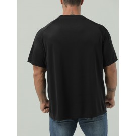 Plus Size Mens Ultra-Breathable, Quick-Drying Crew Neck T-Shirt for Sports - Moisture-Wicking, Medium Stretch, Regular Fit, Polyester Fabric - Perfect for Spring and Fall Seasons