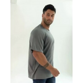 Plus Size Mens Ultra-Breathable, Quick-Drying Crew Neck T-Shirt for Sports - Moisture-Wicking, Medium Stretch, Regular Fit, Polyester Fabric - Perfect for Spring and Fall Seasons
