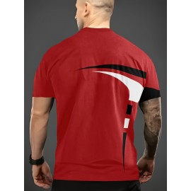 Plus Size Men's Contrast Color Stripes Print T-shirt Short Sleeve Fashion Tees, Summer, Men's Clothing