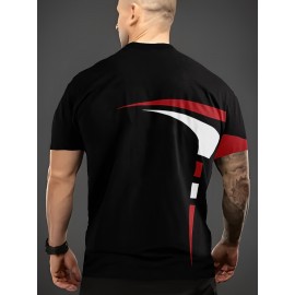 Plus Size Men's Contrast Color Stripes Print T-shirt Short Sleeve Fashion Tees, Summer, Men's Clothing