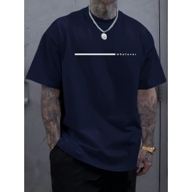 Plus Size Relaxed Fit Graphic T-Shirt for Men - Vibrant 'WHATEVER' Pattern Print, Short Sleeve, Breathable, Moisture-Wicking Fabric, Perfect for Outdoor Sports and Spring/Summer Casual Wear