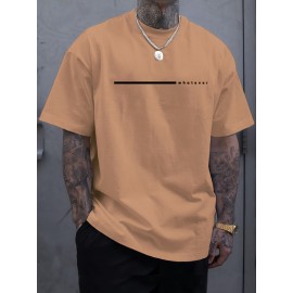 Plus Size Relaxed Fit Graphic T-Shirt for Men - Vibrant 'WHATEVER' Pattern Print, Short Sleeve, Breathable, Moisture-Wicking Fabric, Perfect for Outdoor Sports and Spring/Summer Casual Wear