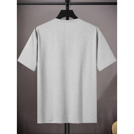 Men's Casual Trendy Slogan Graphic Print Comfortable Crew Neck Short Sleeve T-shirt, Oversized Loose Tees Plus Size Women & Men Clothes Best Sellers Gifts
