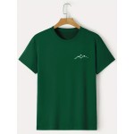 Plus Size Mountain Mens Ultra-Comfortable Crew Neck Graphic Print Short Sleeve T-Shirts - Soft Slight Stretch Polyester Fabric, Regular Fit, Semi-Sheer, Patterned, Casual Style for All Seasons