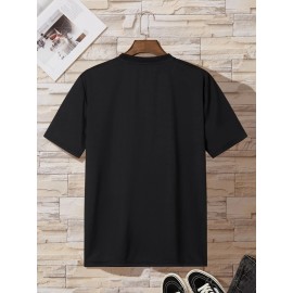 Plus Size Mountain Mens Ultra-Comfortable Crew Neck Graphic Print Short Sleeve T-Shirts - Soft Slight Stretch Polyester Fabric, Regular Fit, Semi-Sheer, Patterned, Casual Style for All Seasons