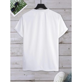 Plus Size Mountain Mens Ultra-Comfortable Crew Neck Graphic Print Short Sleeve T-Shirts - Soft Slight Stretch Polyester Fabric, Regular Fit, Semi-Sheer, Patterned, Casual Style for All Seasons