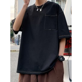 Plus Size Mens Solid T-shirt - Relaxed Fit for Ultimate Comfort, Versatile Casual Fashion Style, Short Sleeve Design for Warm Weather, Oversized Tops for a Loose Fit - Perfect for Daily Wear, Great for Outdoor Activities, Mens Clothing