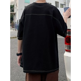 Plus Size Mens Solid T-shirt - Relaxed Fit for Ultimate Comfort, Versatile Casual Fashion Style, Short Sleeve Design for Warm Weather, Oversized Tops for a Loose Fit - Perfect for Daily Wear, Great for Outdoor Activities, Mens Clothing