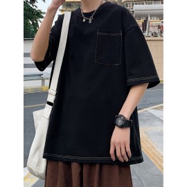 Plus Size Mens Solid T-shirt - Relaxed Fit for Ultimate Comfort, Versatile Casual Fashion Style, Short Sleeve Design for Warm Weather, Oversized Tops for a Loose Fit - Perfect for Daily Wear, Great for Outdoor Activities, Mens Clothing