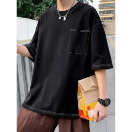 Plus Size Mens Solid T-shirt - Relaxed Fit for Ultimate Comfort, Versatile Casual Fashion Style, Short Sleeve Design for Warm Weather, Oversized Tops for a Loose Fit - Perfect for Daily Wear, Great for Outdoor Activities, Mens Clothing
