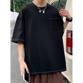 Plus Size Mens Solid T-shirt - Relaxed Fit for Ultimate Comfort, Versatile Casual Fashion Style, Short Sleeve Design for Warm Weather, Oversized Tops for a Loose Fit - Perfect for Daily Wear, Great for Outdoor Activities, Mens Clothing