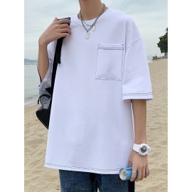 Plus Size Mens Solid T-shirt - Relaxed Fit for Ultimate Comfort, Versatile Casual Fashion Style, Short Sleeve Design for Warm Weather, Oversized Tops for a Loose Fit - Perfect for Daily Wear, Great for Outdoor Activities, Mens Clothing