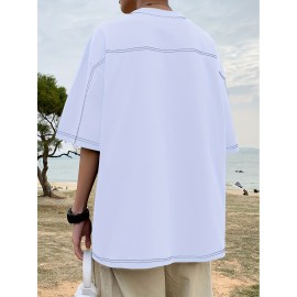 Plus Size Mens Solid T-shirt - Relaxed Fit for Ultimate Comfort, Versatile Casual Fashion Style, Short Sleeve Design for Warm Weather, Oversized Tops for a Loose Fit - Perfect for Daily Wear, Great for Outdoor Activities, Mens Clothing