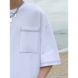 Plus Size Mens Solid T-shirt - Relaxed Fit for Ultimate Comfort, Versatile Casual Fashion Style, Short Sleeve Design for Warm Weather, Oversized Tops for a Loose Fit - Perfect for Daily Wear, Great for Outdoor Activities, Mens Clothing