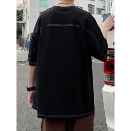 Plus Size Mens Solid T-shirt - Relaxed Fit for Ultimate Comfort, Versatile Casual Fashion Style, Short Sleeve Design for Warm Weather, Oversized Tops for a Loose Fit - Perfect for Daily Wear, Great for Outdoor Activities, Mens Clothing