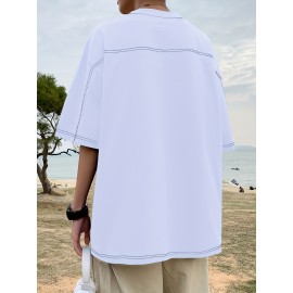 Plus Size Mens Solid T-shirt - Relaxed Fit for Ultimate Comfort, Versatile Casual Fashion Style, Short Sleeve Design for Warm Weather, Oversized Tops for a Loose Fit - Perfect for Daily Wear, Great for Outdoor Activities, Mens Clothing