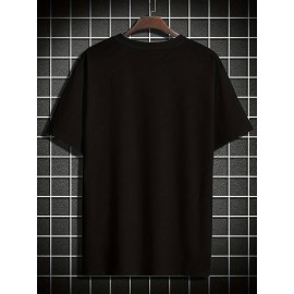 Plus Size Men's Comfortable Solid Color Short Sleeve T-Shirt for Summer Outdoor Sports, Casual Wear, Breathable, Moisture-Wicking, Quick-Drying Tees for Active Males