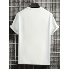 Plus Size Men's Comfortable Solid Color Short Sleeve T-Shirt for Summer Outdoor Sports, Casual Wear, Breathable, Moisture-Wicking, Quick-Drying Tees for Active Males