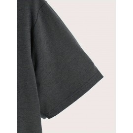 Plus Size Men's Comfortable Solid Color Short Sleeve T-Shirt for Summer Outdoor Sports, Casual Wear, Breathable, Moisture-Wicking, Quick-Drying Tees for Active Males