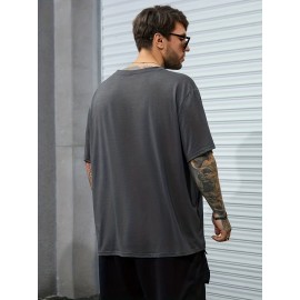 Plus Size Men's Trendy Cross Graphic Tees, Comfy Stretch Breathable T-shirts For Summer, Oversized Loose Men's Clothings