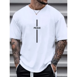 Plus Size Men's Trendy Cross Graphic Tees, Comfy Stretch Breathable T-shirts For Summer, Oversized Loose Men's Clothings