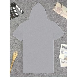 Plus Size Mens Cotton Blend Hoodie T-shirt - Trendy Solid Colors for Spring & Summer - Comfortable Casual Wear