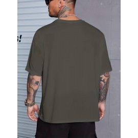 Plus Size Beast Print Casual Tee - Breathable, Comfy, Short Sleeve Summer T-Shirt for Men - Relaxed Fit, Soft Fabric, Vibrant Graphic Print