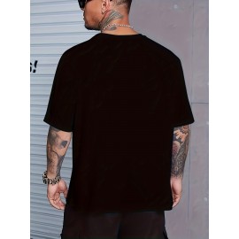 Plus Size Beast Print Casual Tee - Breathable, Comfy, Short Sleeve Summer T-Shirt for Men - Relaxed Fit, Soft Fabric, Vibrant Graphic Print