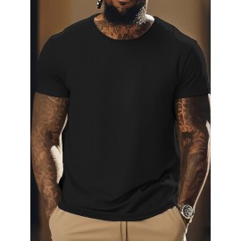 1pc/5Pcs Plus Size Men's Solid Casual T-shirt With Crew Neck For Summer, Men's Clothing