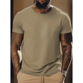 1pc/5Pcs Plus Size Men's Solid Casual T-shirt With Crew Neck For Summer, Men's Clothing