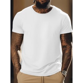 1pc/5Pcs Plus Size Men's Solid Casual T-shirt With Crew Neck For Summer, Men's Clothing